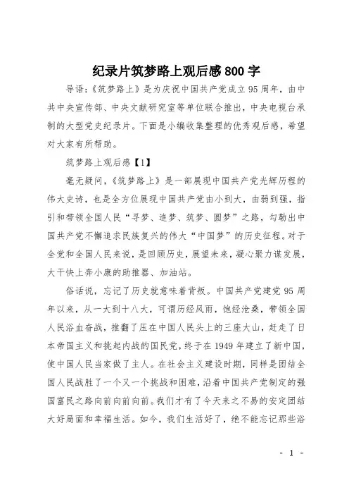 纪录片筑梦路上观后感800字