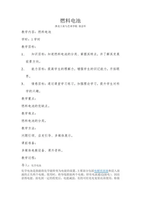 燃料电池优秀教学设计