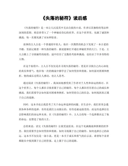 《失落的秘符》读后感