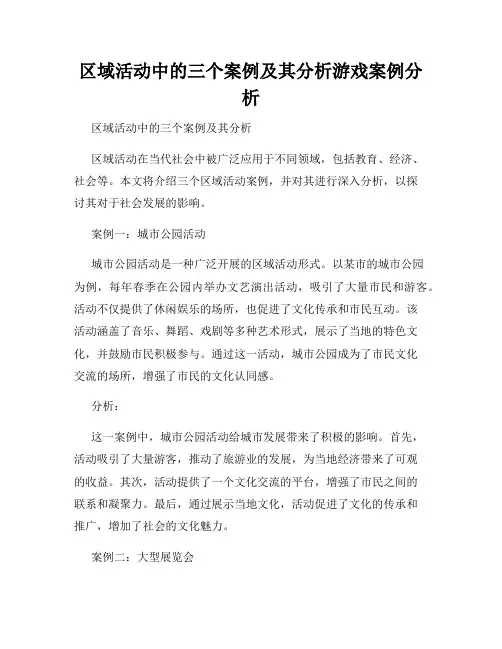 区域活动中的三个案例及其分析游戏案例分析