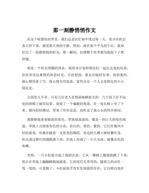 那一刻静悄悄作文