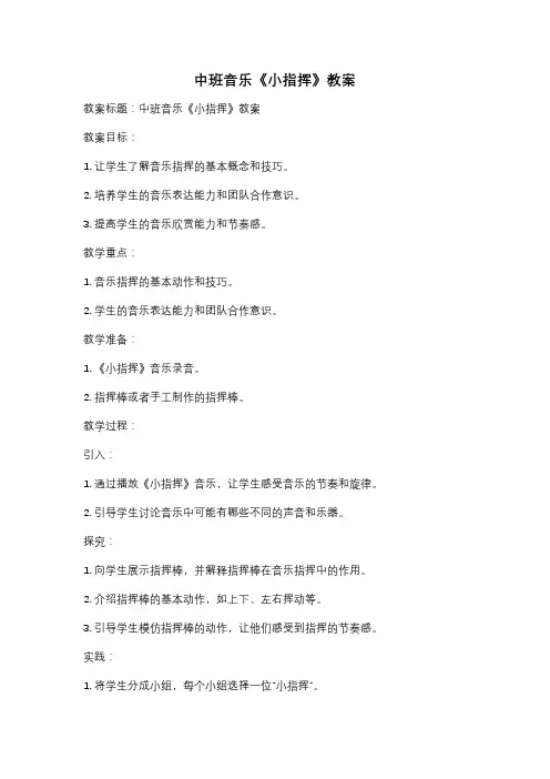 中班音乐《小指挥》教案