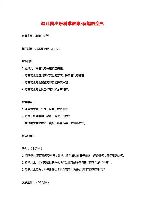 幼儿园小班科学教案-有趣的空气
