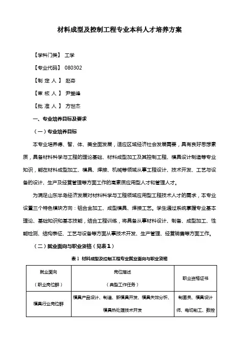材料成型及控制工程