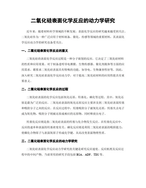 二氧化硅表面化学反应的动力学研究