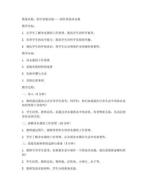 在家制作初中实验教案