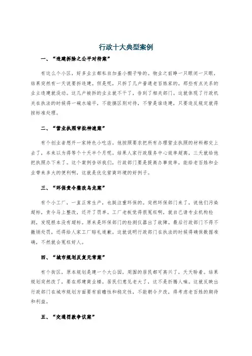 行政十大典型案例