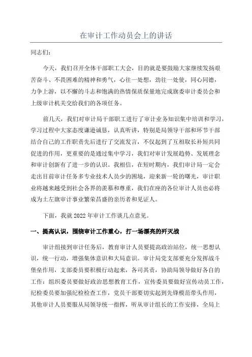 在审计工作动员会上的讲话