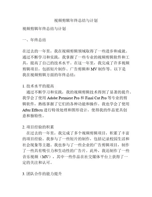 视频剪辑年终总结与计划