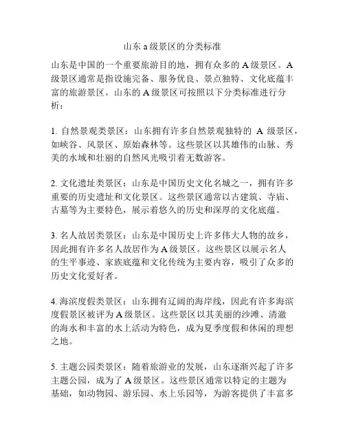 山东a级景区的分类标准