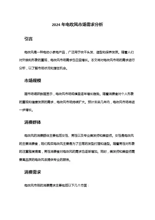 2024年电吹风市场需求分析