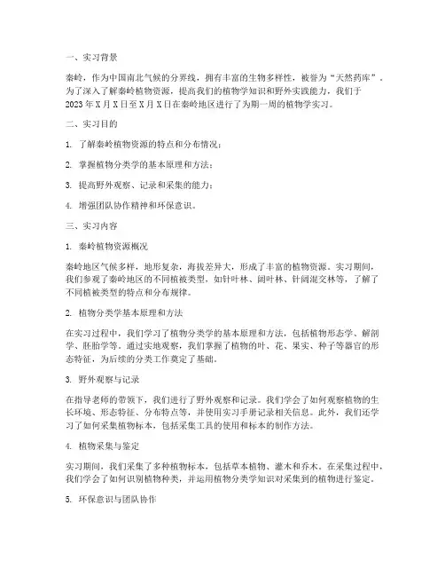 在秦岭植物学实习报告