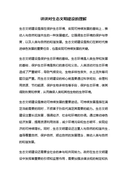 谈谈对生态文明建设的理解