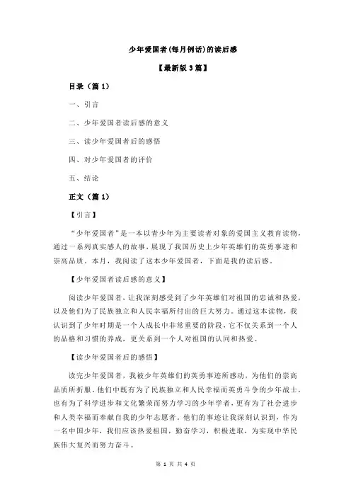 少年爱国者(每月例话)的读后感