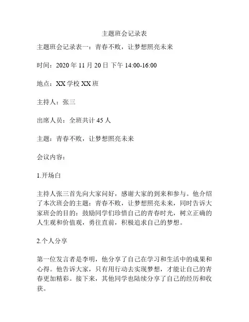 主题班会记录表