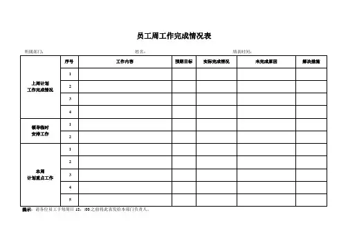 公司员工周计划表