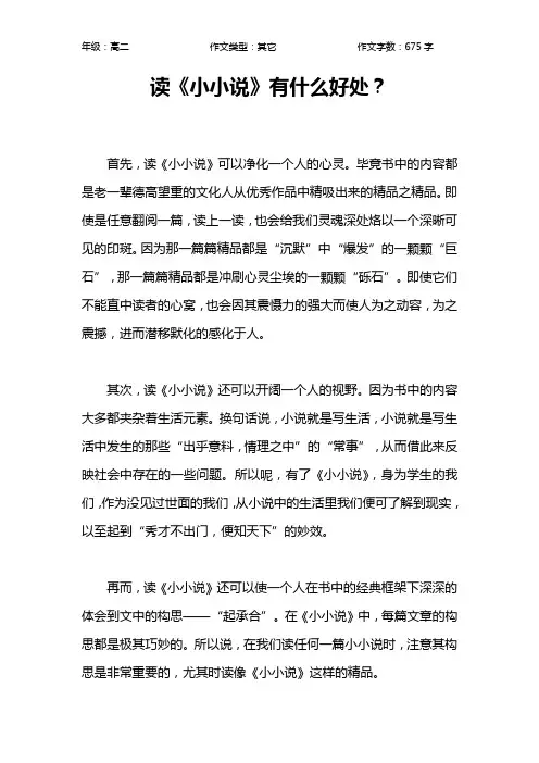 读《小小说》有什么好处？作文【高中高二700字】