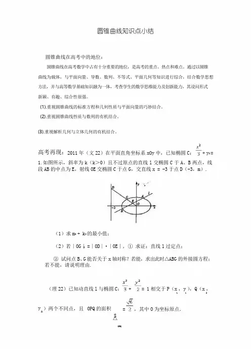 人教版高中数学选修1-1第二章2.2圆锥曲线知识点总结