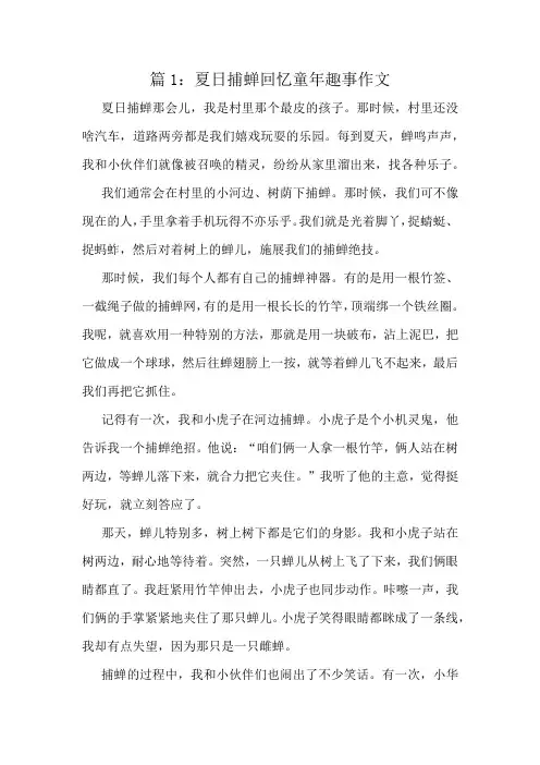 夏日捕蝉回忆童年趣事作文精选10篇