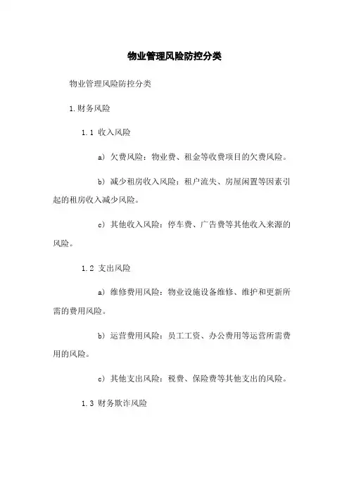 物业管理风险防控分类