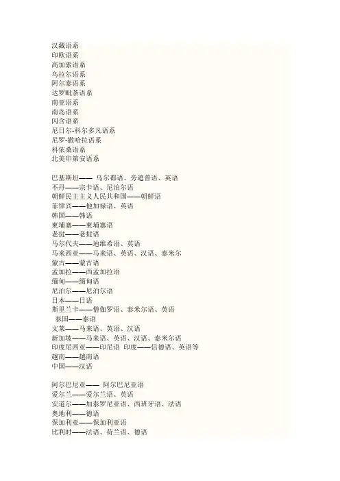 世界各国都说什么语言