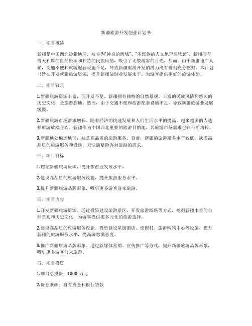 新疆旅游开发创业计划书