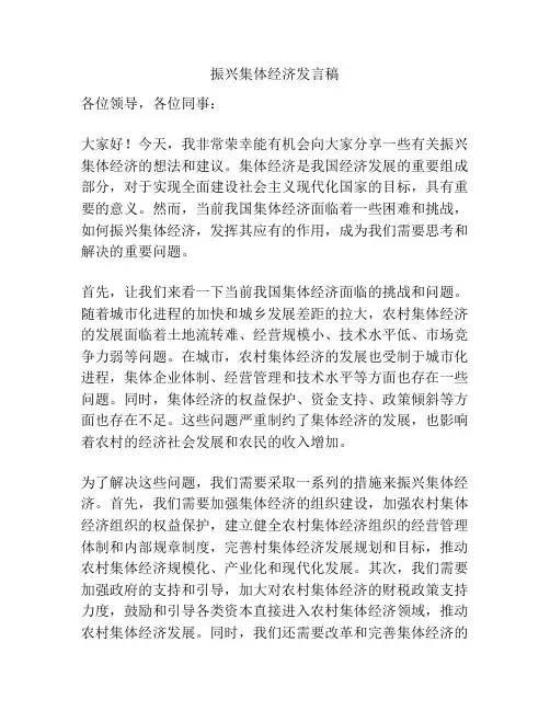 振兴集体经济发言稿