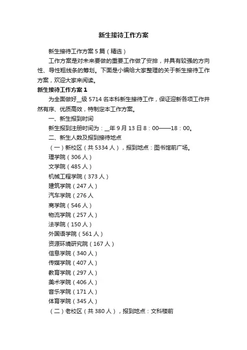 新生接待工作方案