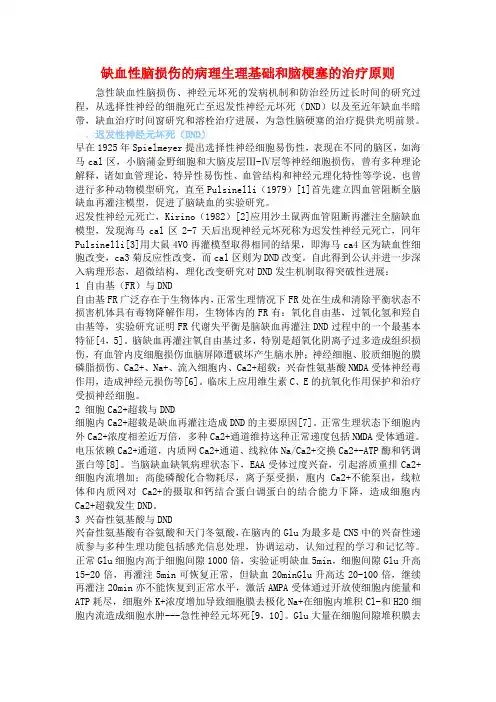 缺血性脑损伤的病理生理基础和脑梗塞的治疗原则