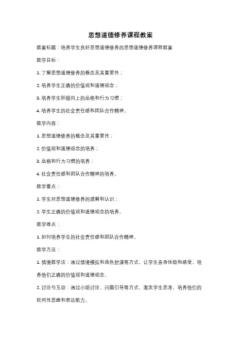 思想道德修养课程教案