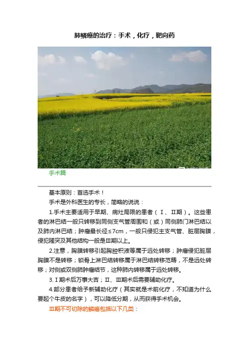 肺鳞癌的治疗：手术，化疗，靶向药