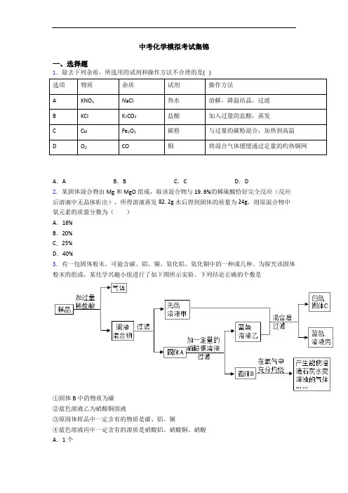 中考化学模拟考试集锦