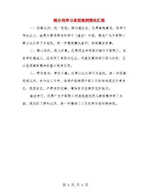 统计局学习典型案例情况汇报