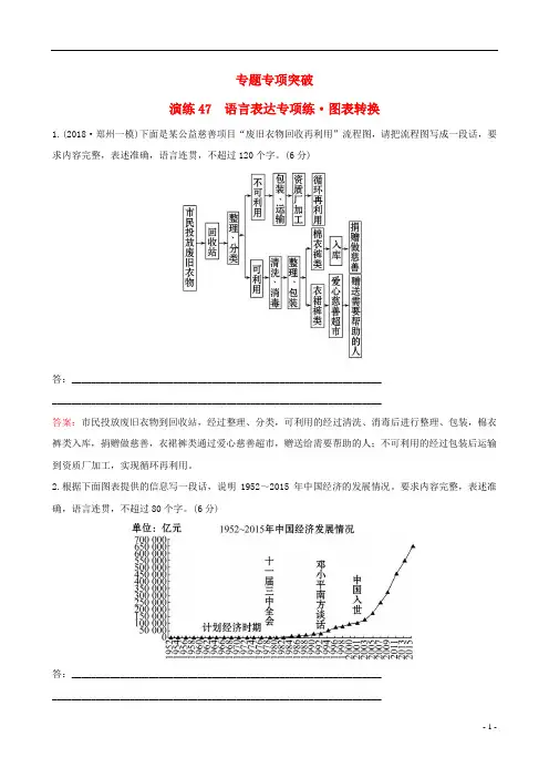 (全国通用版)2019版高考语文一轮复习专题十二语言文字运用专题专项突破演练47语言表达专项练图表转换