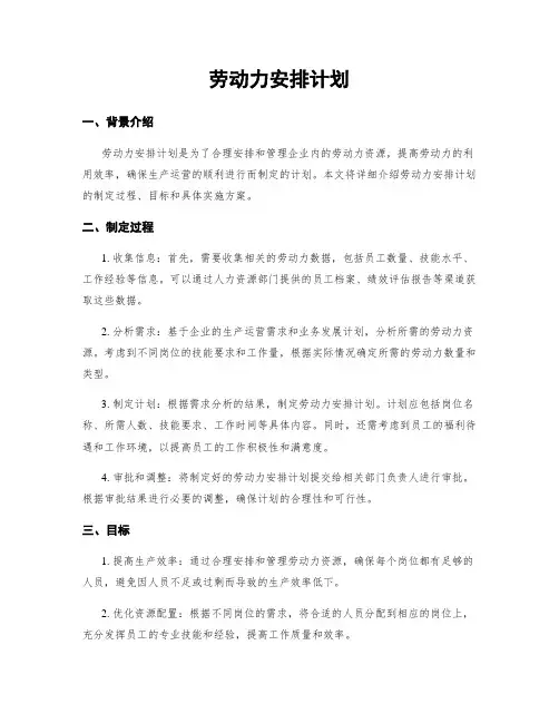 劳动力安排计划