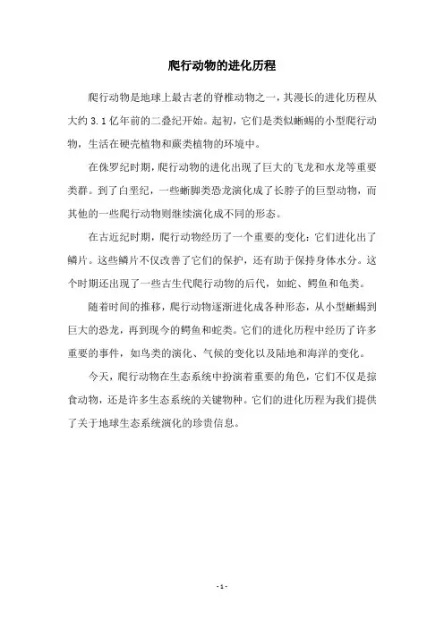 爬行动物的进化历程