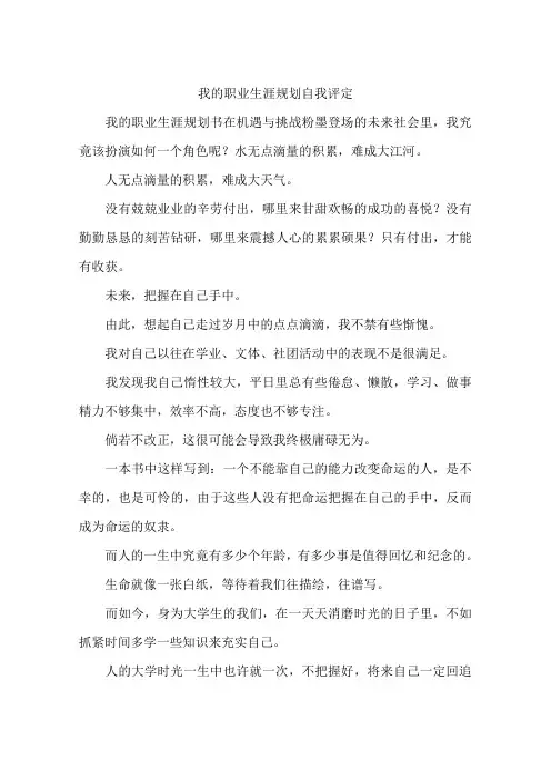 我的职业生涯规划自我评定