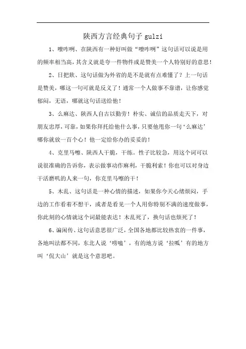 陕西方言经典句子gulzi