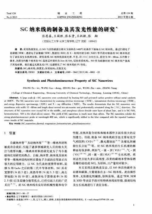 SiC纳米线的制备及其发光性能的研究