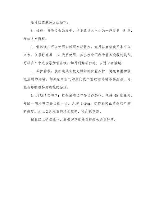 腊梅切花养护方法