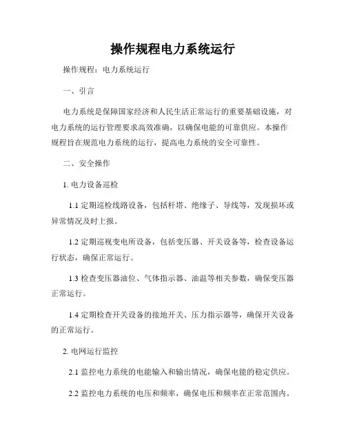 操作规程电力系统运行