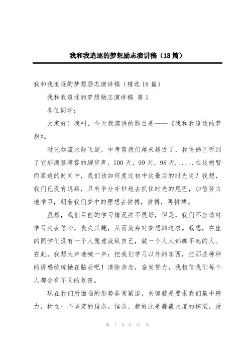 我和我追逐的梦想励志演讲稿(18篇)