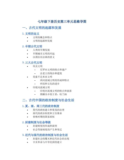七年级下册历史第三单元思维导图