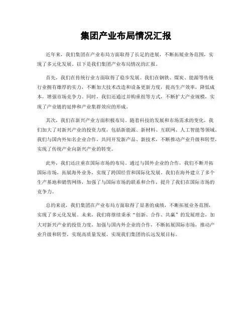 集团产业布局情况汇报
