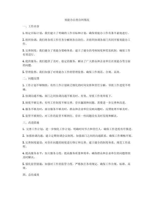 效能办自查自纠情况