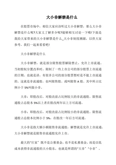 大小非解禁是什么