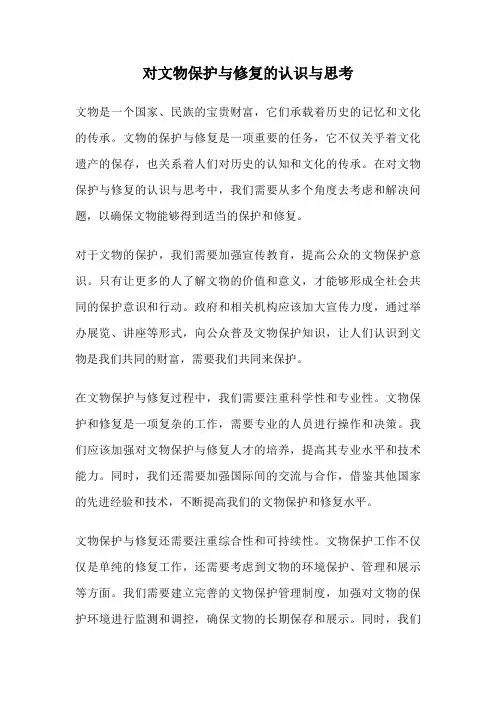 对文物保护与修复的认识与思考