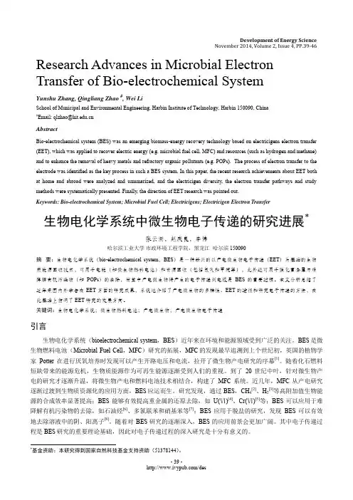 生物电化学系统中微生物电子传递的研究进展