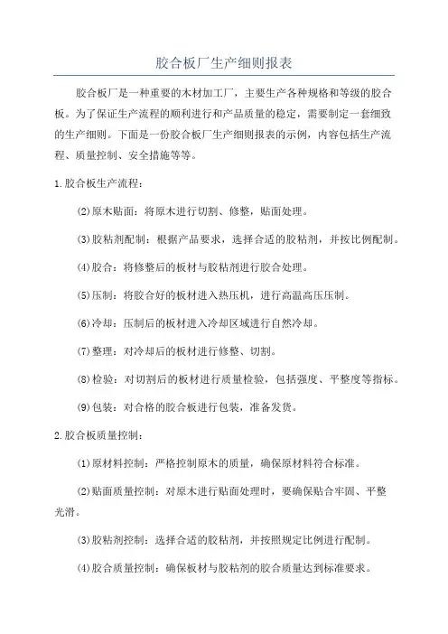 胶合板厂生产细则报表