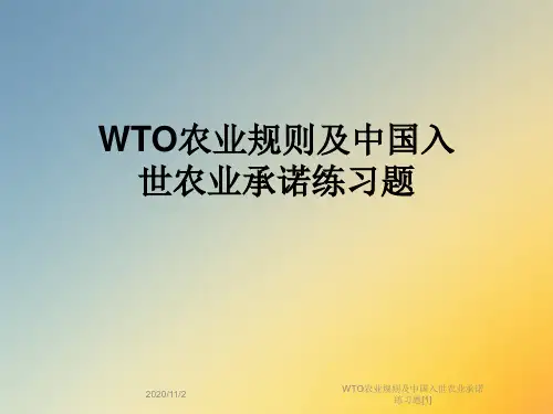 WTO农业规则及中国入世农业承诺练习题[1]